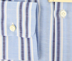 Luigi Borrelli Light Blue Striped Cotton Shirt - Slim - (GB6414) - Parent