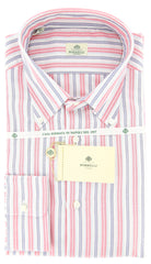 Luigi Borrelli Red Button Down Collar Cotton Shirt 18.5/46