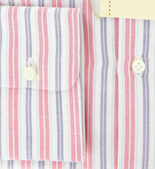 Luigi Borrelli Red Button Down Collar Cotton Shirt 18.5/46