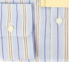 Luigi Borrelli Light Blue Striped Shirt - Slim - (GB6555) - Parent