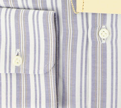 Luigi Borrelli Blue and Beige Striped Shirt 17/43