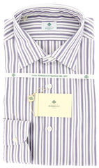 Luigi Borrelli Purple Striped Cotton Shirt - Extra Slim - 16.5/42 (GB6770)