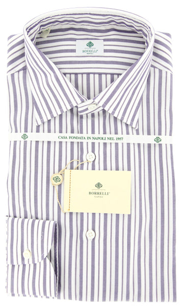 Luigi Borrelli Purple Striped Cotton Shirt - Extra Slim - (GB6770) - Parent