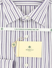 Luigi Borrelli Purple Striped Cotton Shirt - Extra Slim - (GB6770) - Parent