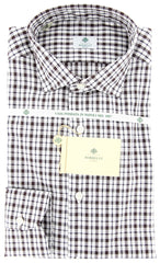 Luigi Borrelli Dark Brown Plaid Shirt - Extra Slim - 16/41 - (GB7449)