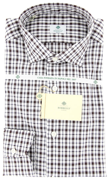 Luigi Borrelli Dark Brown Plaid Shirt - Extra Slim - (GB7449) - Parent