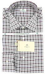 Luigi Borrelli Brown Plaid Cotton Shirt - Extra Slim - 18/45 - (GB7482)