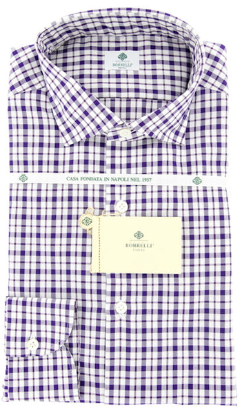 Luigi Borrelli Purple Plaid Cotton Shirt - Extra Slim - (GB7516) - Parent