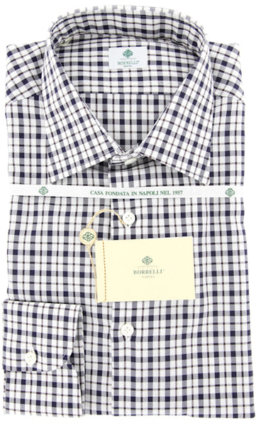 Luigi Borrelli Navy Blue Plaid Shirt - Extra Slim - (GB7621) - Parent