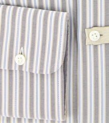 Luigi Borrelli Beige Striped Cotton Shirt - Extra Slim - (GB8381) - Parent