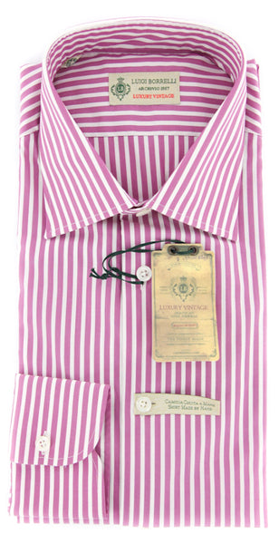 Borrelli Lavender Purple Striped Shirt - 15.75/40 - (EV604LEONARDO)
