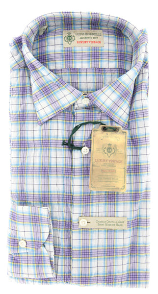 Luigi Borrelli Purple Plaid Cotton Shirt - Extra Slim - (GB8595) - Parent