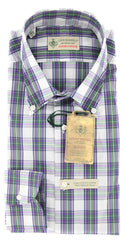 Luigi Borrelli Purple Plaid Shirt - Extra Slim - 15/38 - (GB8705)