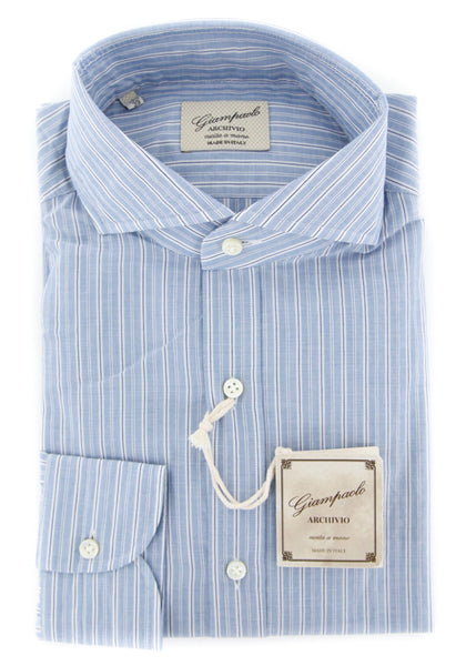 Giampaolo Light Blue Striped Shirt - Extra Slim - (GP618169172FELIPT1) - Parent