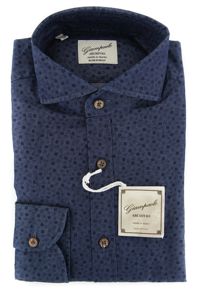 Giampaolo Navy Blue Paisley Shirt - Extra Slim - (GP618215371FELCPT1) - Parent