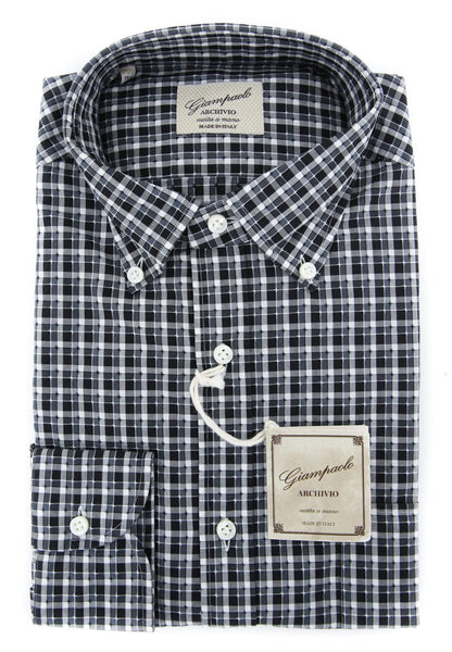Giampaolo Black Plaid Shirt - Extra Slim - (GP61821739MASSPT1) - Parent