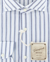 Giampaolo Dark Blue Striped Shirt - Extra Slim - (GP61825377CLAUDPT1) - Parent