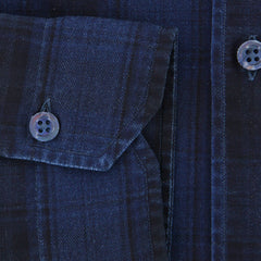 Giampaolo Dark Blue Plaid Denim Shirt - Extra Slim - (421571PT3) - Parent