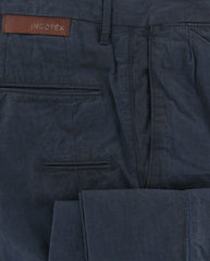 Incotex Navy Blue Plaid Pants - Extra Slim - (1ST60160414810) - Parent