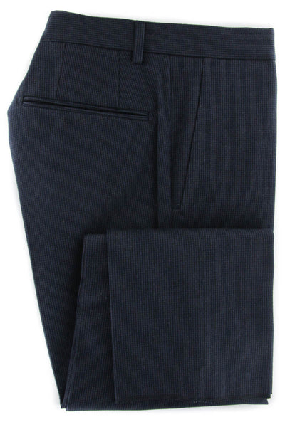 Incotex Midnight Navy Blue Micro-Check Cotton Blend Pants - Slim - (898) - Parent