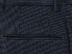 Incotex Midnight Navy Blue Micro-Check Cotton Blend Pants - Slim - (898) - Parent