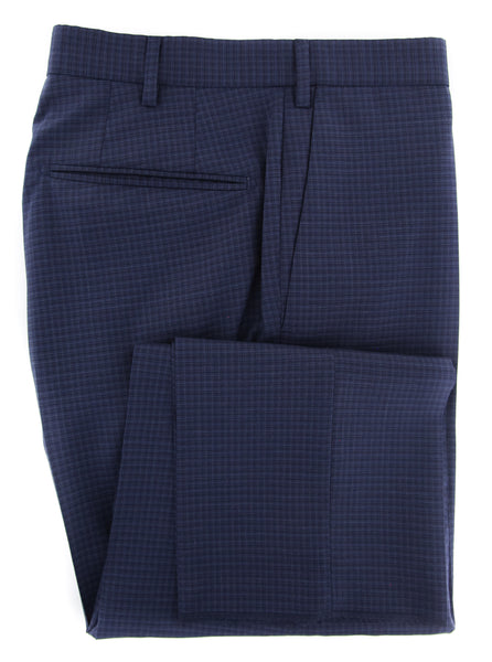 Incotex Dark Blue Micro-Check Pants - Slim - (IN-S0T030-6404-810) - Parent