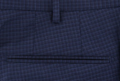 Incotex Dark Blue Micro-Check Pants - Slim - (IN-S0T030-6404-810) - Parent