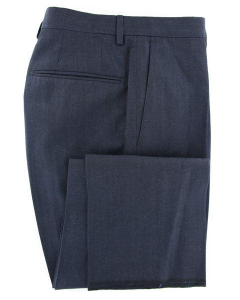 Incotex Navy Blue Solid Wool Blend Pants - Slim - (DD) - Parent