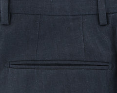 Incotex Navy Blue Solid Wool Blend Pants - Slim - (DD) - Parent