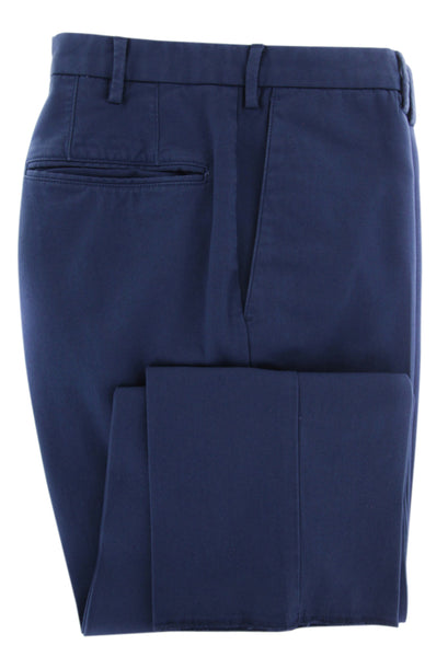 Incotex Blue Solid Cotton Blend Pants - Slim - (2F) - Parent