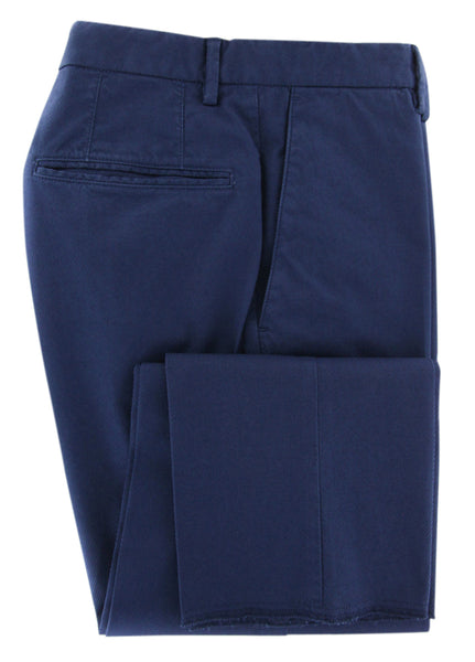 Incotex Blue Solid Cotton Blend Pants - Slim - (2G) - Parent