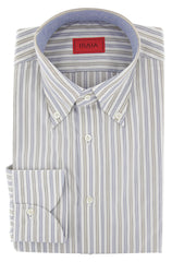 Isaia Light Blue Striped Cotton Shirt - Slim - 15.75/40 - (15)