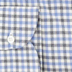Isaia Light Blue Check Flannel Shirt - Extra Slim - (250) - Parent