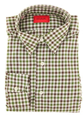 Isaia Green Shephard's Check Cotton Shirt - Extra Slim - 15.75/40 - (KA)