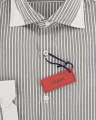 Isaia Brown Striped Cotton Shirt - Extra Slim - (1V) - Parent