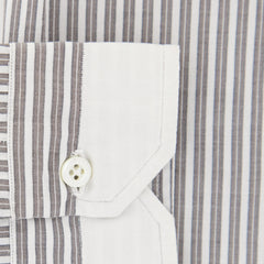 Isaia Brown Striped Cotton Shirt - Extra Slim - (1V) - Parent
