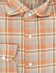 Isaia Caramel Brown Plaid Cotton Shirt - Slim - (NE) - Parent