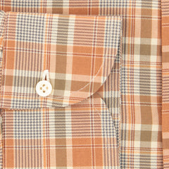 Isaia Caramel Brown Plaid Cotton Shirt - Slim - (NE) - Parent
