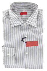 Isaia Light Brown Striped Cotton Shirt - Slim - (1Z) - Parent