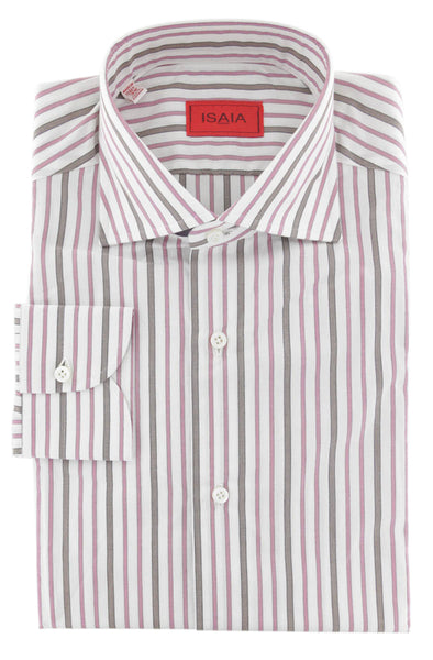 Isaia Red Striped Cotton Shirt - Slim - (260) - Parent