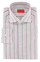 Isaia Red Striped Cotton Shirt - Slim - (260) - Parent