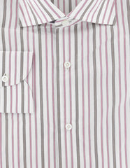 Isaia Red Striped Cotton Shirt - Slim - (260) - Parent