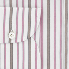 Isaia Red Striped Cotton Shirt - Slim - (260) - Parent