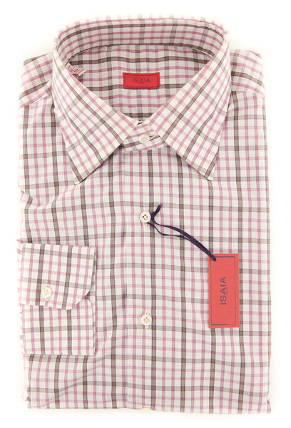Isaia Pink Plaid Cotton Shirt - Slim - (V2) - Parent