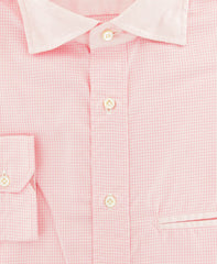 Isaia Pink Micro-Houndstooth Cotton Shirt - Extra Slim - (254) - Parent