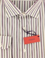 Isaia Purple Striped Cotton Shirt - Slim - (JU) - Parent