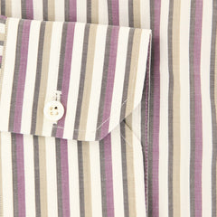 Isaia Purple Striped Cotton Shirt - Slim - (JU) - Parent