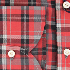 Isaia Red Plaid Cotton Popover Shirt - Slim - (KK) - Parent