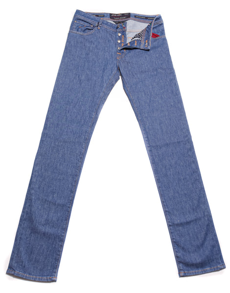 Jacob Cohën Blue Solid Cotton Blend Pants - Slim - (950) - Parent