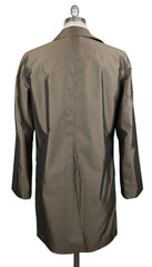 Kiton Olive Green Silk Solid Raincoat - (COATX10) - Parent